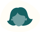 blue pictogram of a girl on a white background