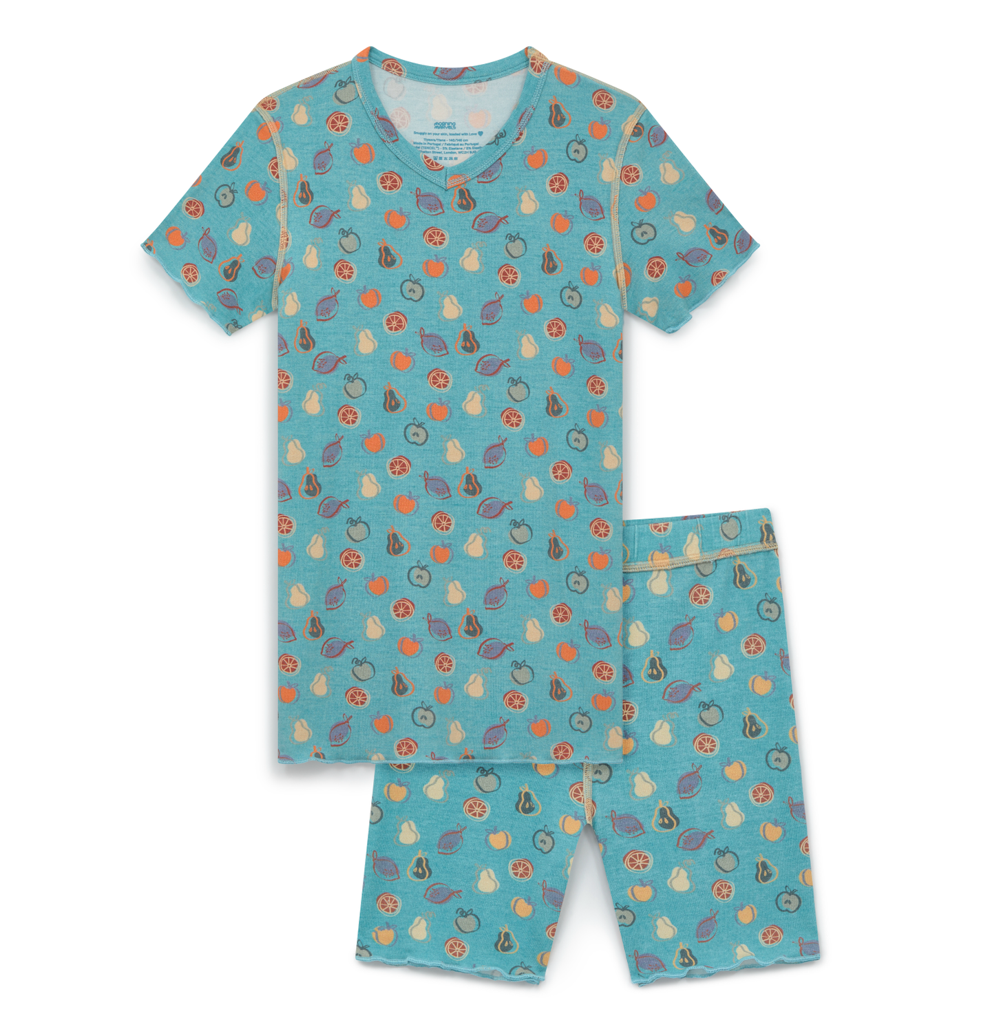Unisex Short Sleeve Pyjamas - Turquoise Fruit Splash set